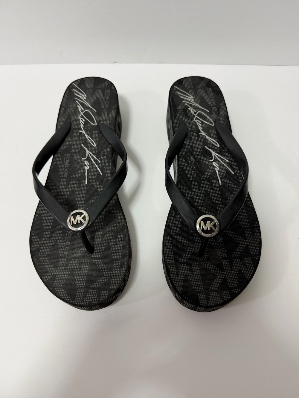 Michael Kors Black Logo MK Flip Sandals